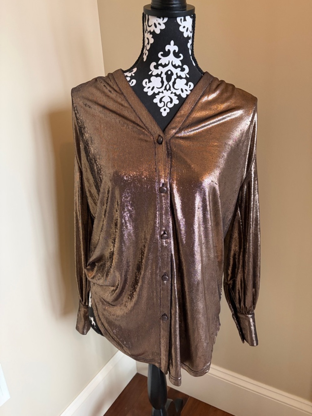 Smash + Tess Metallic Bronze Button-Down Shirt